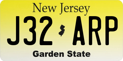 NJ license plate J32ARP