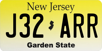 NJ license plate J32ARR