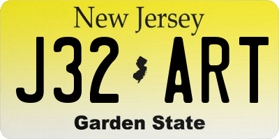 NJ license plate J32ART