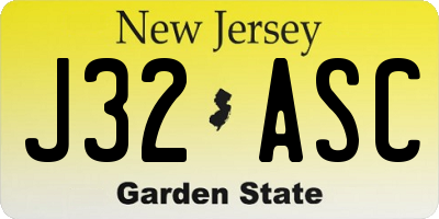 NJ license plate J32ASC