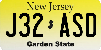 NJ license plate J32ASD