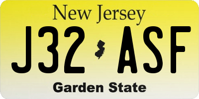 NJ license plate J32ASF