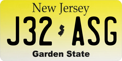 NJ license plate J32ASG