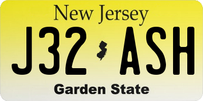 NJ license plate J32ASH
