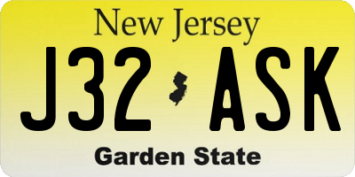 NJ license plate J32ASK