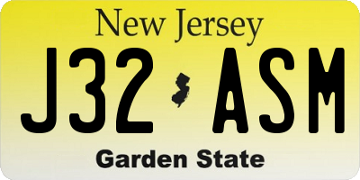 NJ license plate J32ASM