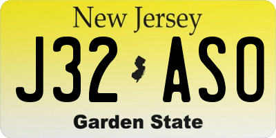 NJ license plate J32ASO