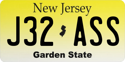 NJ license plate J32ASS