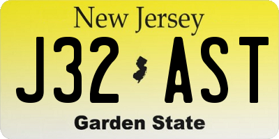 NJ license plate J32AST