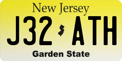NJ license plate J32ATH