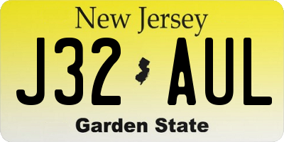 NJ license plate J32AUL