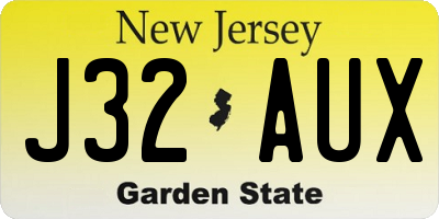 NJ license plate J32AUX