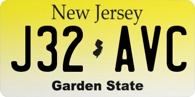 NJ license plate J32AVC