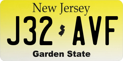 NJ license plate J32AVF