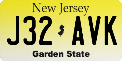 NJ license plate J32AVK