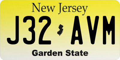 NJ license plate J32AVM