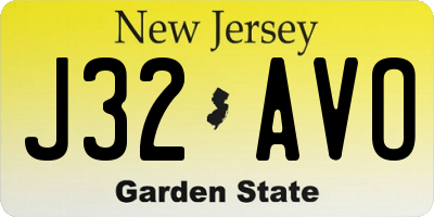NJ license plate J32AVO