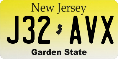 NJ license plate J32AVX