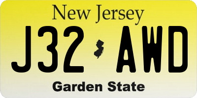 NJ license plate J32AWD