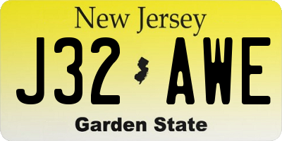 NJ license plate J32AWE