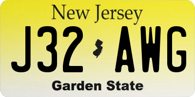 NJ license plate J32AWG