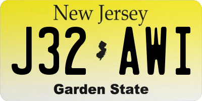 NJ license plate J32AWI