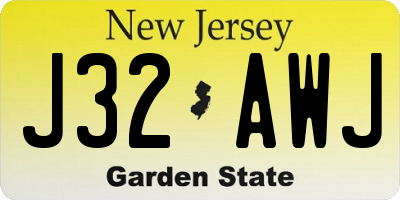 NJ license plate J32AWJ