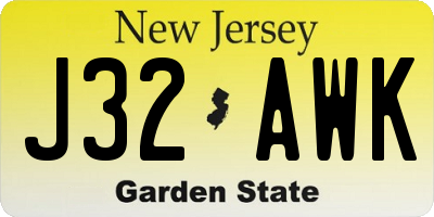 NJ license plate J32AWK