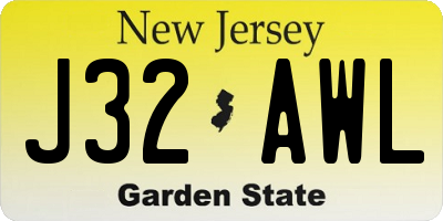 NJ license plate J32AWL