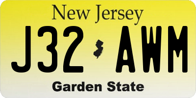 NJ license plate J32AWM