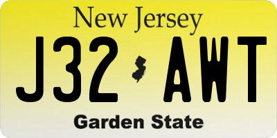 NJ license plate J32AWT