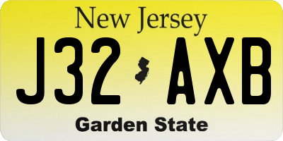 NJ license plate J32AXB