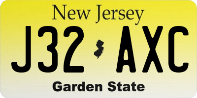 NJ license plate J32AXC