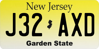 NJ license plate J32AXD