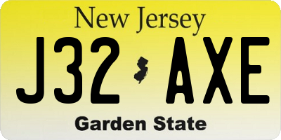 NJ license plate J32AXE
