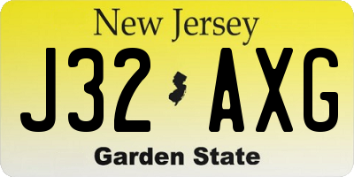 NJ license plate J32AXG