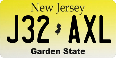 NJ license plate J32AXL