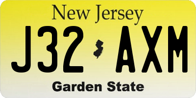 NJ license plate J32AXM