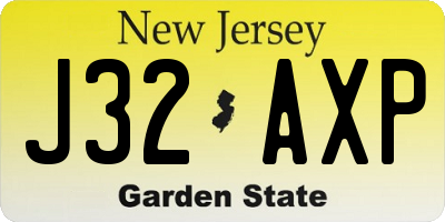 NJ license plate J32AXP