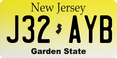 NJ license plate J32AYB