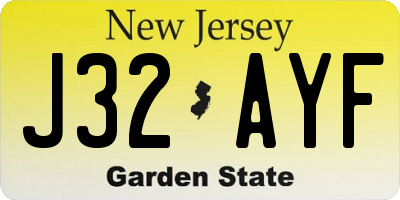 NJ license plate J32AYF