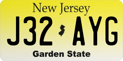 NJ license plate J32AYG