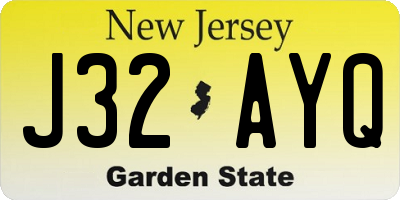 NJ license plate J32AYQ