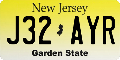 NJ license plate J32AYR