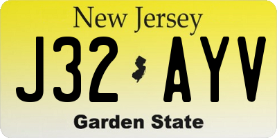 NJ license plate J32AYV