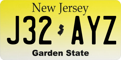 NJ license plate J32AYZ