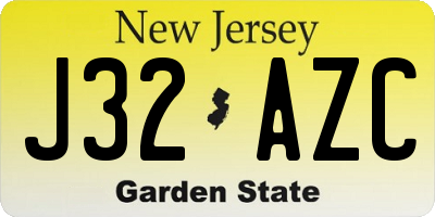 NJ license plate J32AZC