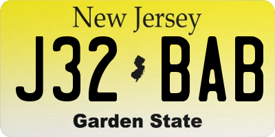 NJ license plate J32BAB