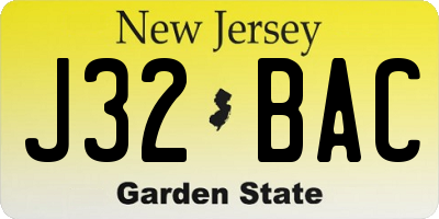 NJ license plate J32BAC