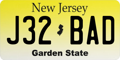 NJ license plate J32BAD